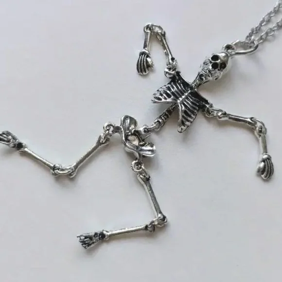 Silver Skeleton Pendant Necklace He moved about ! - Picture 1 of 7